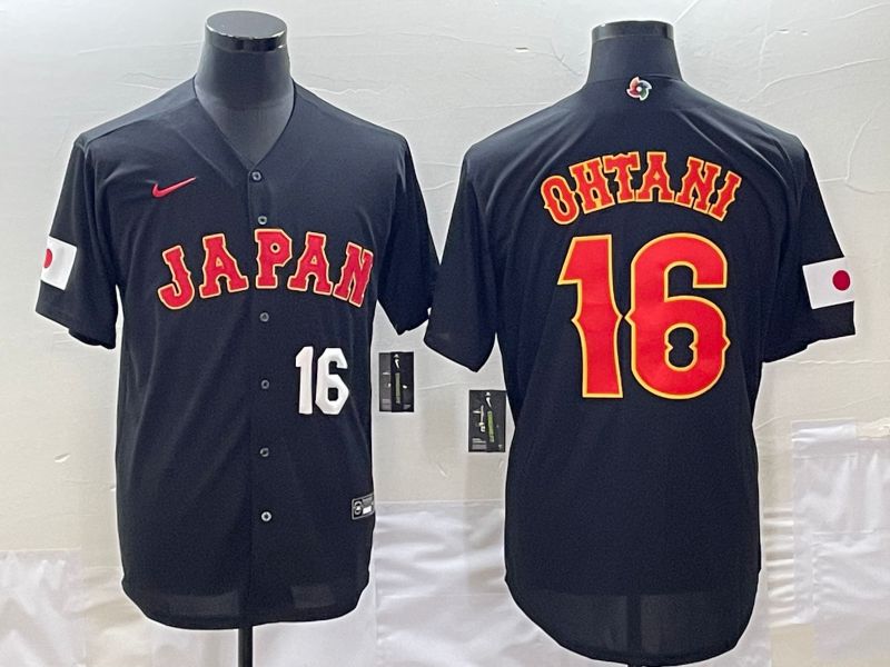 Men 2023 World Cub Japan #16 Ohtani Black Nike MLB Jersey2->more jerseys->MLB Jersey
